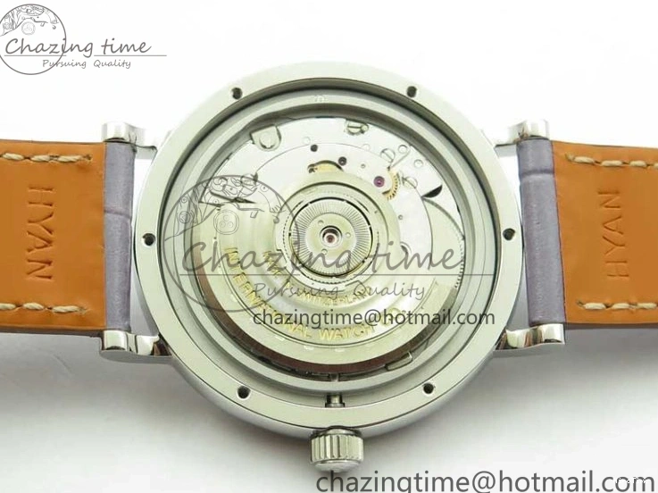 MIROTIME 0227 Attractive Portofino 37mm SS V7F 1:1 Best Edition Gray Dial Diamonds Bezel on Gray Leather Strap A 7091